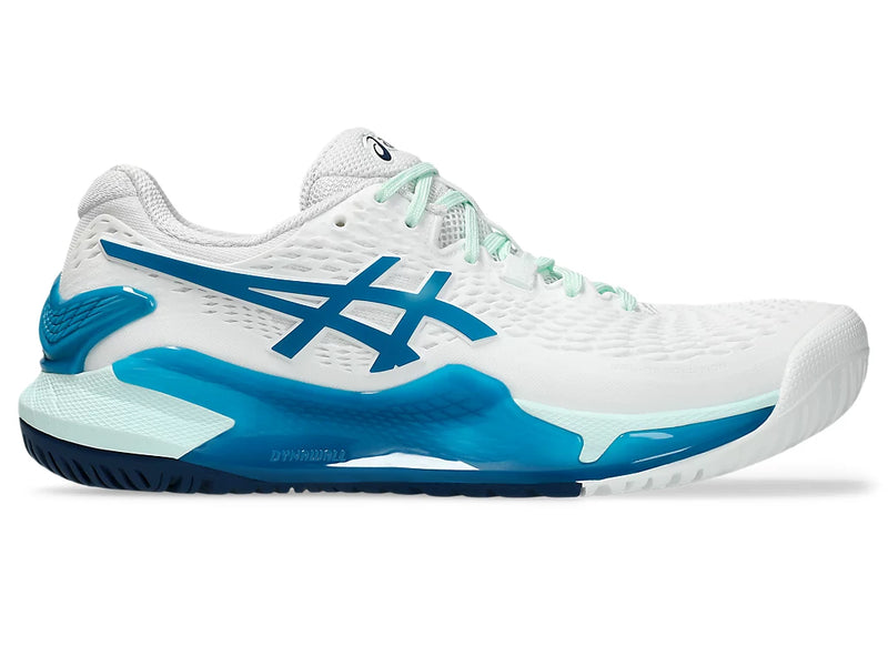 ASICS GEL RESOLUTION 9 AC WHITE/TEAL BLUE WOMAN