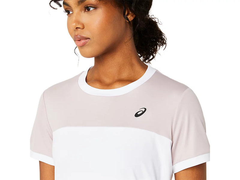 ASICS COURT SS TOP WHITE/WATERSHED ROSE WOMAN