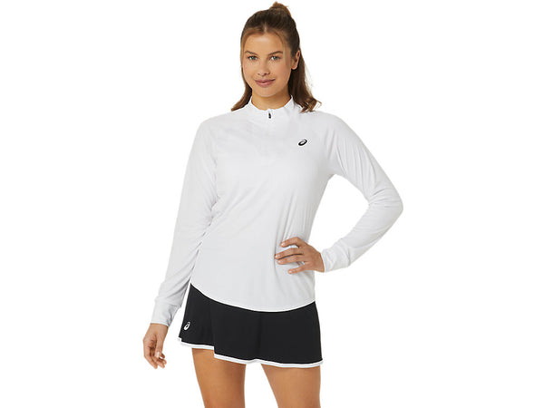 ASICS COURT LS 1/2 ZIP TOP WHITE WOMAN