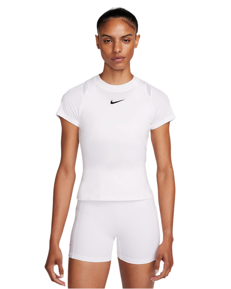 NIKE COURT ADVANTAGE DRI-FIT SHORT-SLEEVE TENNIS TOP WHITE WOMAN