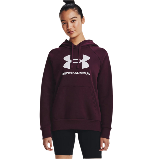 UNDER ARMOUR RIVAL FLEECE BIG LOGO HOODIE DARK MAROON WOMAN