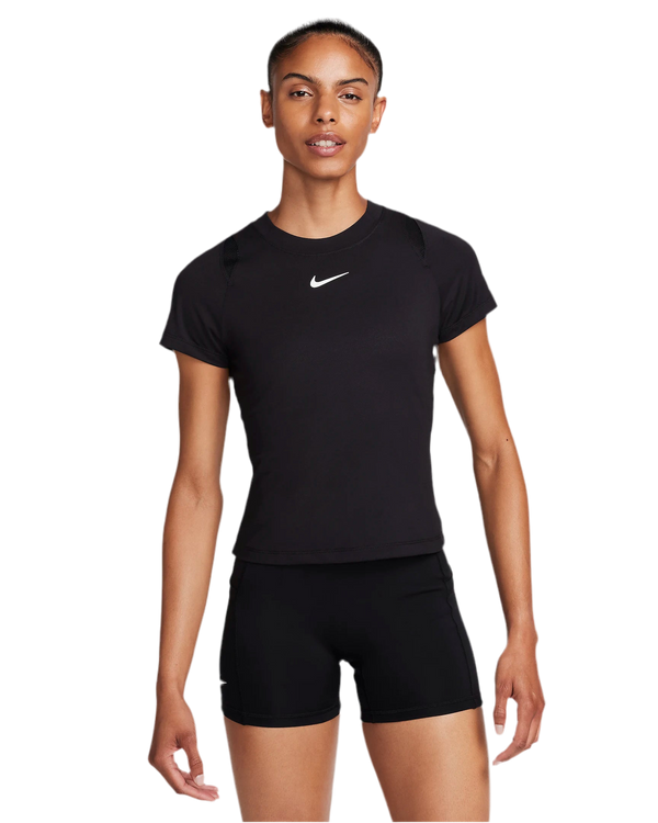 NIKE COURT ADVANTAGE DRI-FIT SHORT-SLEEVE TENNIS TOP BLACK WOMAN