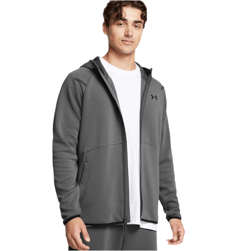 UNDER ARMOUR UNSTOPPABLE FLEECE FULL-ZIP HOODIE GREY MAN