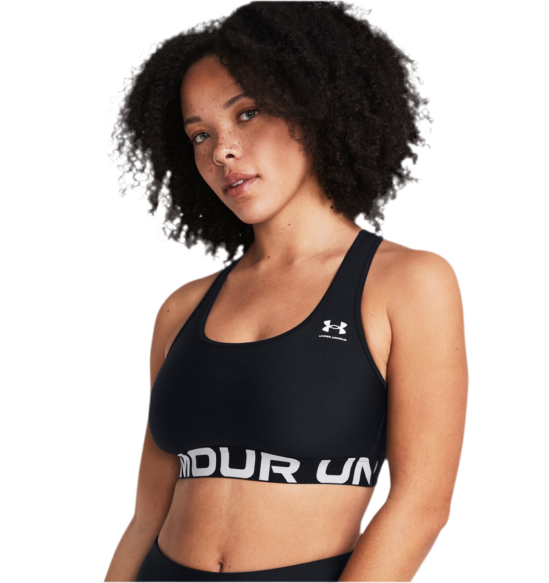 UNDER ARMOUR HEATGEAR® ARMOUR MID BRANDED SPORTS BRA BLACK WOMAN