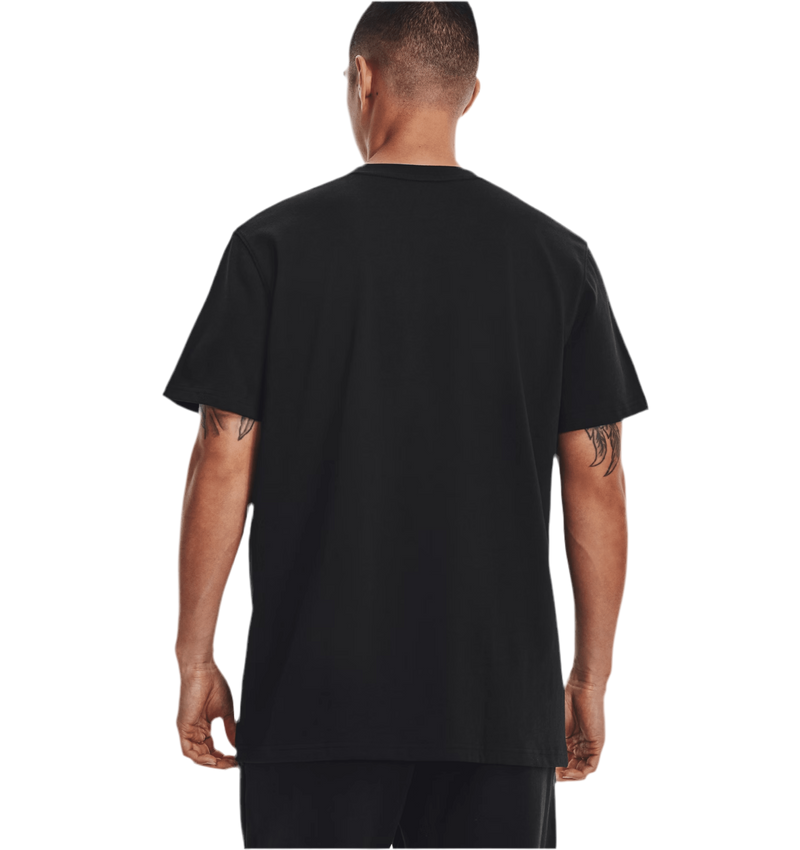 UNDER ARMOUR LOGO EMBROIDERED HEAVYWEIGHT SHORT SLEEVE BLACK MAN