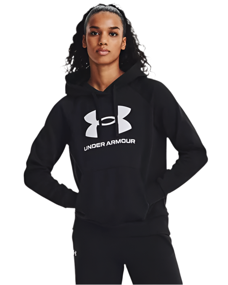 UNDER ARMOUR RIVAL FLEECE BIG LOGO HOODIE BLACK WOMAN