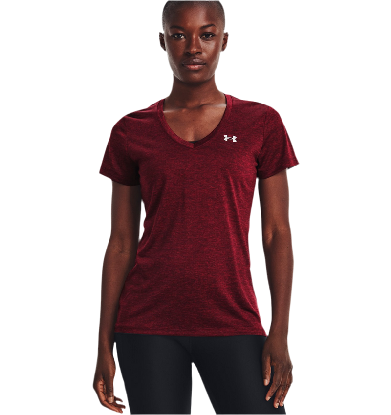 UNDER ARMOUR TECH™ TWIST V-NECK DARK MAROON WOMAN