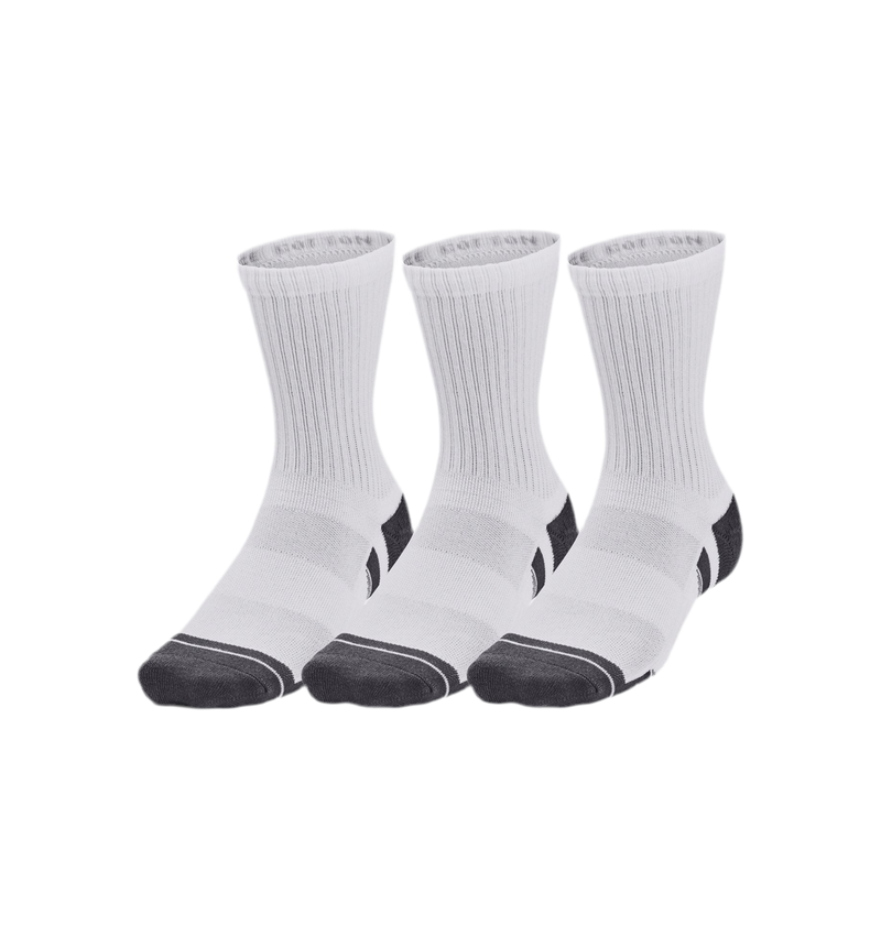 UNDER ARMOUR PERFORMANCE COTTON MID-CREW SOCKS WHITE (3X)