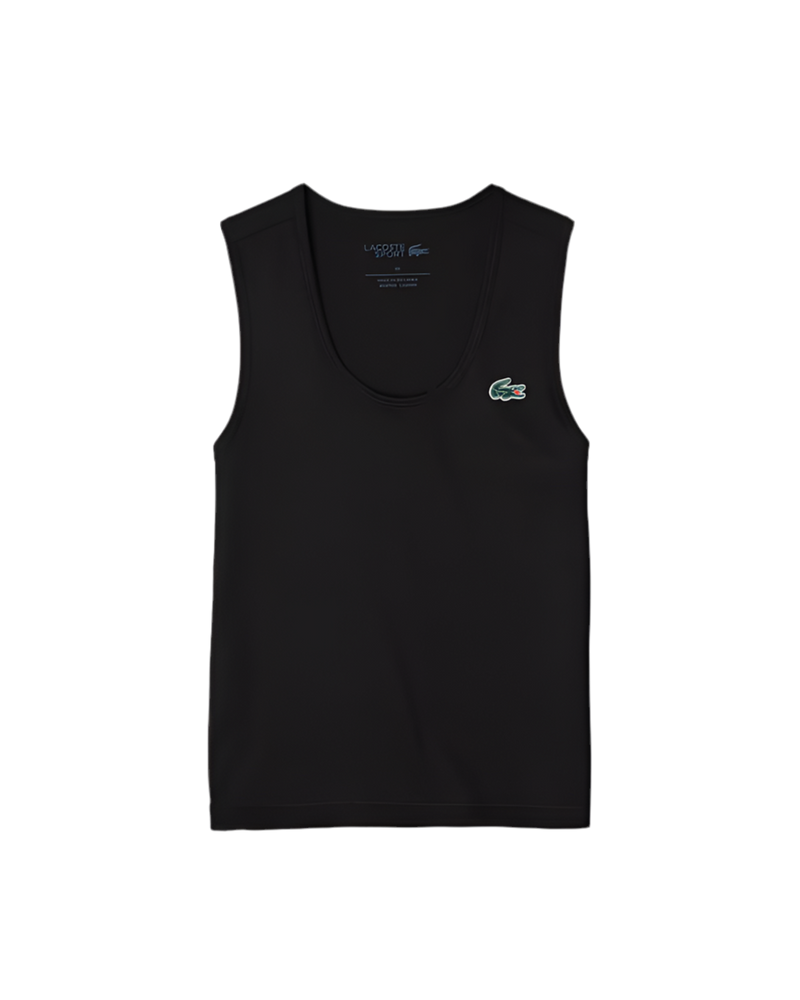 LACOSTE ULTRA DRY RIB KNIT SPORT TANK TOP BLACK WOMAN