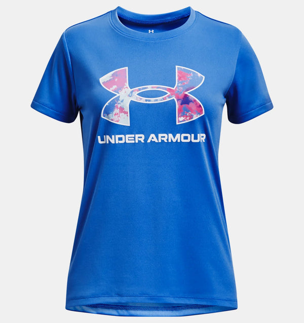 UNDER ARMOUR TECHâ„¢ PRINT FILL BIG LOGO SHORT SLEEVE WATER GIRL