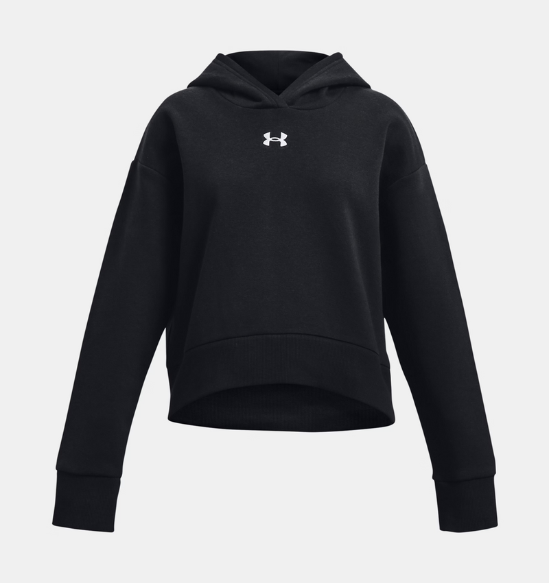 UNDER ARMOUR RIVAL FLEECE CROP HOODIE BLACK GIRL