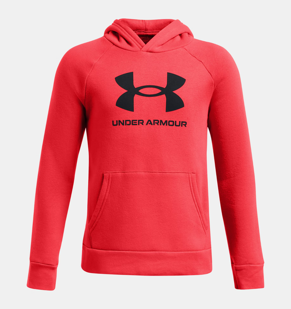 UNDER ARMOUR RIVAL FLEECE BIG LOGO HOODIE RED JUNIOR