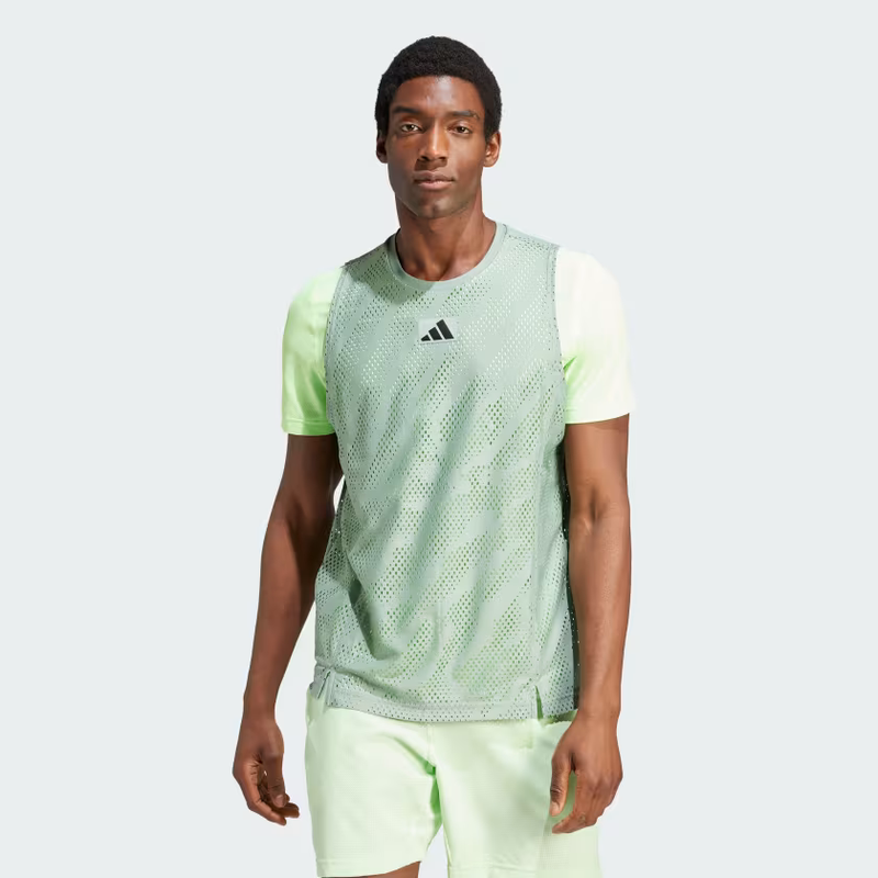 ADIDAS TENNIS PRO LAYERING TEE SILVER/GREEN MAN