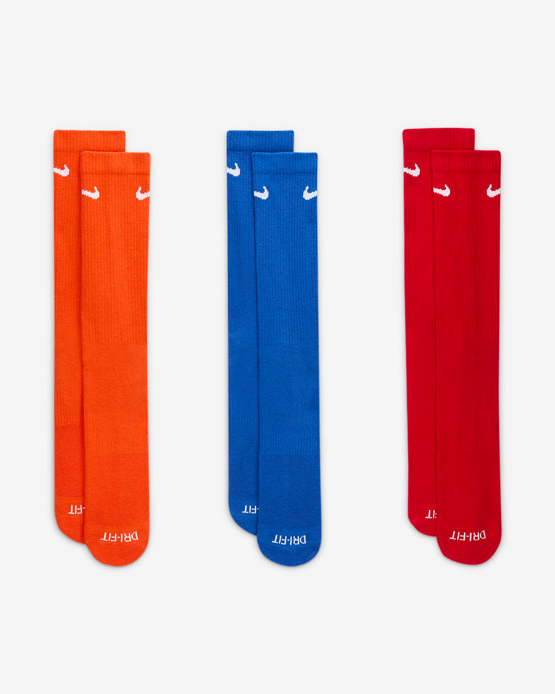 NIKE EVERYDAY PLUS CUSHIONED ORANGE/BLUE/RED (3X)