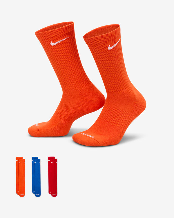 NIKE EVERYDAY PLUS CUSHIONED ORANGE/BLUE/RED (3X)