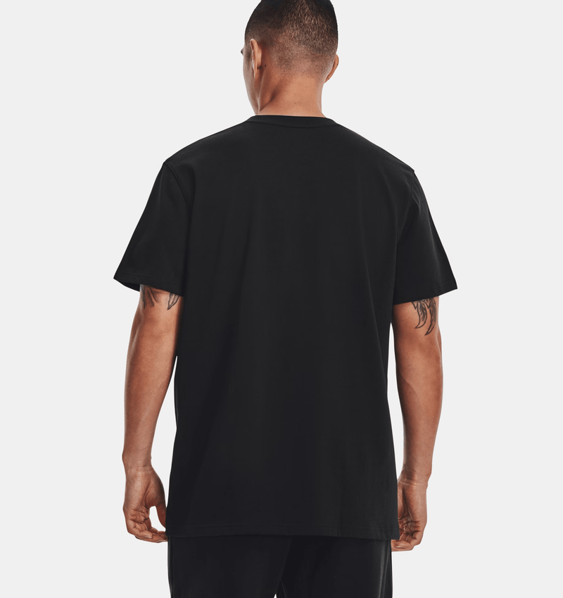 UNDER ARMOUR LOGO EMBROIDERED HEAVYWEIGHT SHORT SLEEVE BLACK MAN