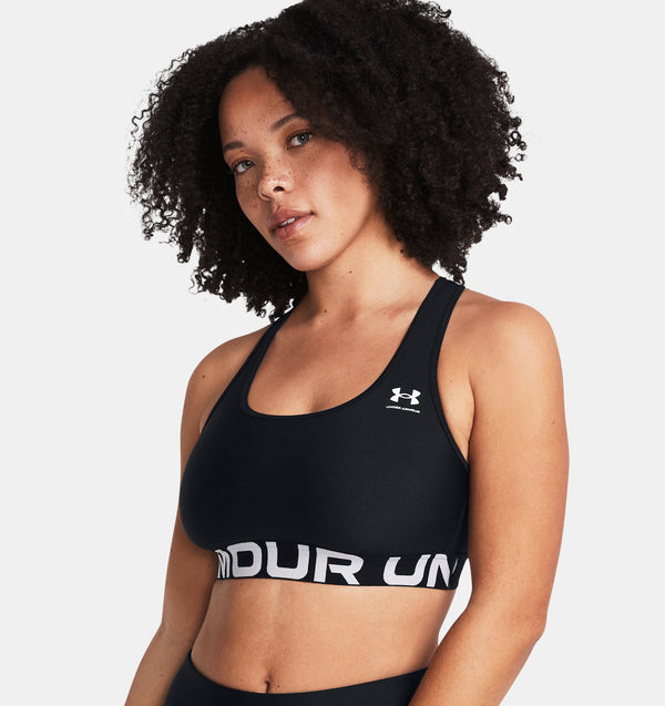 UNDER ARMOUR HEATGEARÂ® ARMOUR MID BRANDED SPORTS BRA BLACK WOMAN