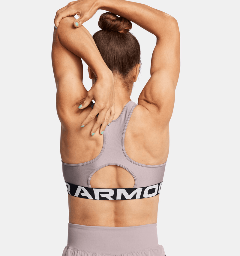 UNDER ARMOUR HEATGEAR® ARMOUR MID BRANDED SPORTS BRA GRAY WOMAN