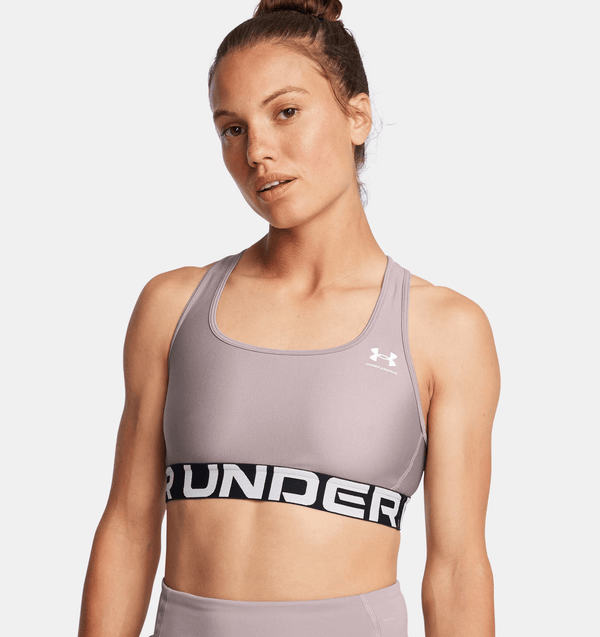 UNDER ARMOUR HEATGEAR® ARMOUR MID BRANDED SPORTS BRA GRAY WOMAN