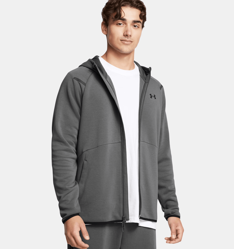 UNDER ARMOUR UNSTOPPABLE FLEECE FULL-ZIP HOODIE GREY MAN